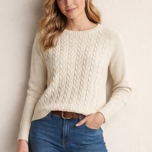Lands’ End Cable Knit Drifter Sweater – Ivory